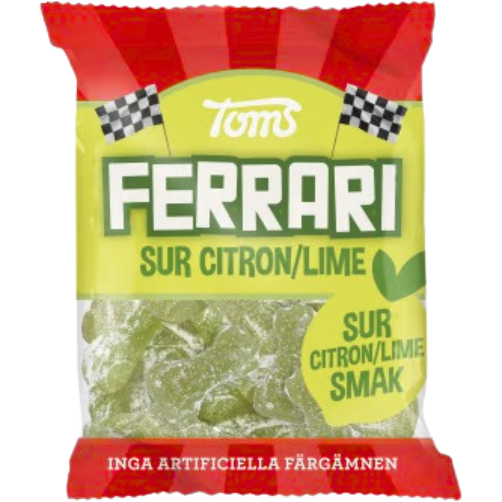 Chewy FERRARI Sour Lemon Lime Cars Candy Bags Wholesale Box By Toms