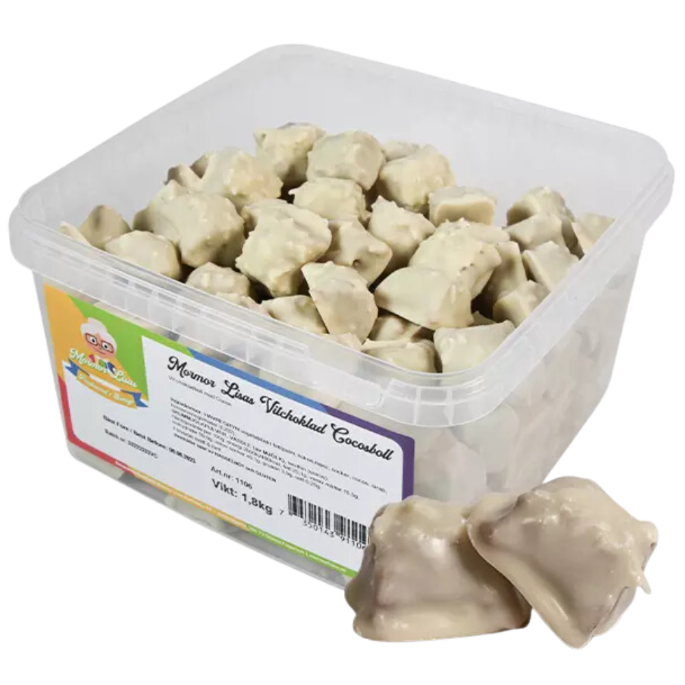 Classic Swedish White Chocolate Coconut Balls Confectionery Bulk Box By Mormor Lisas