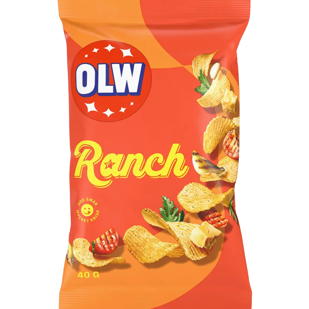 Crispy Ranch Potato Snack Bags Retail Box By Swedish OLW