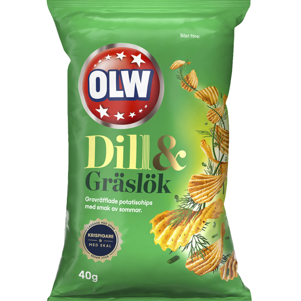 Dill And Chive Small Potato Snack Bags Retail Box By Swedish OLW