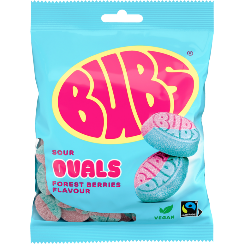 Vegan Sour Ovals Forest Berries Candy Bags In Wholesale Cases By Swedish Bubs