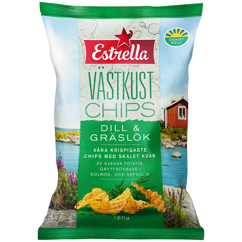 Vegan West Coast Dill And Chives Potato Chips Wholesale Box By Swedish Estrella