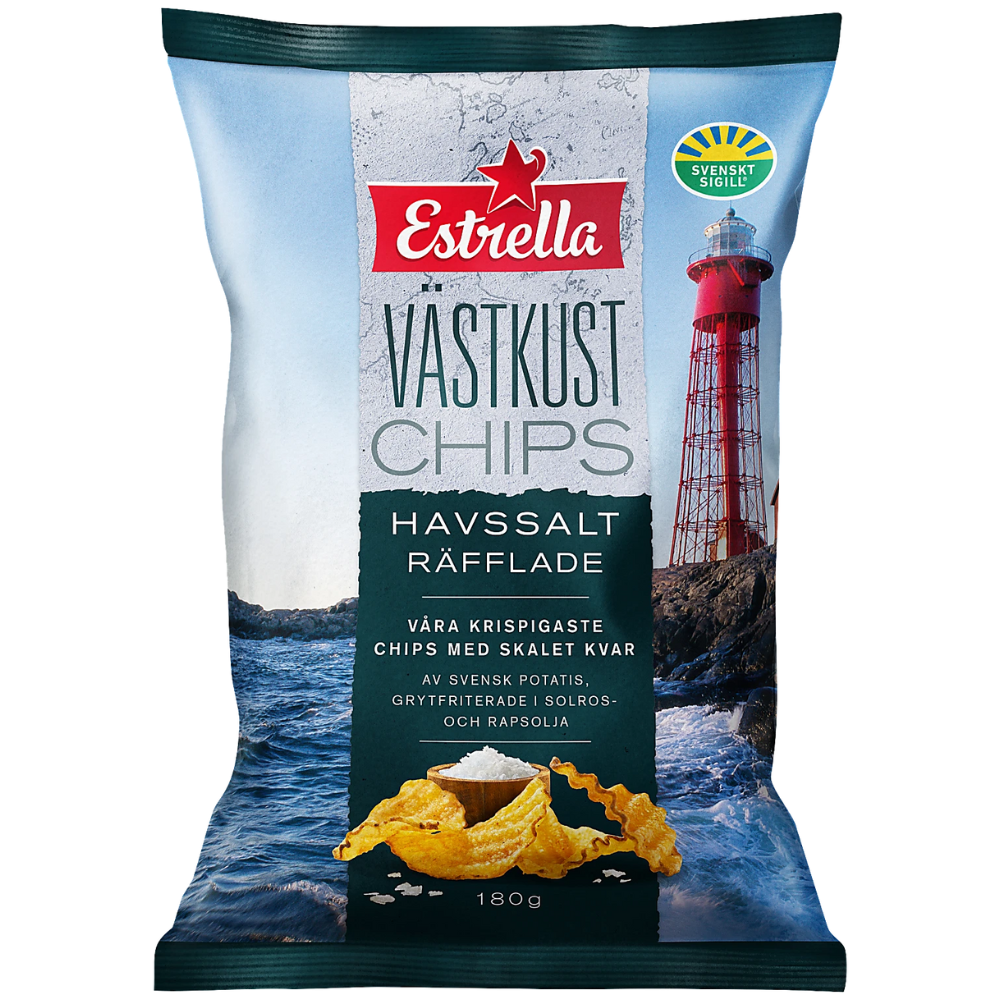 Vegan West Coast Sea Salt Ribbed Potato Chips Wholesale Box By Swedish Estrella
