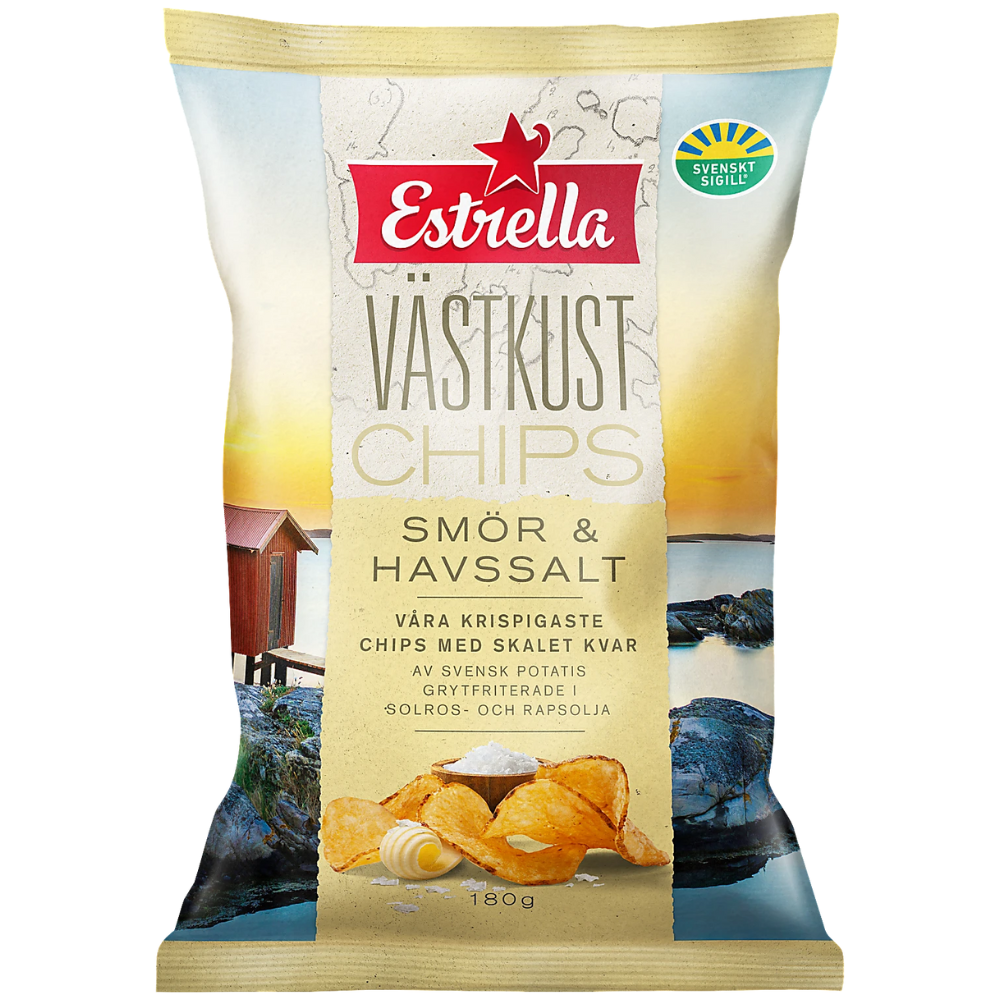 West Coast Butter And Sea Salt Potato Chips Wholesale Box By Swedish Estrella