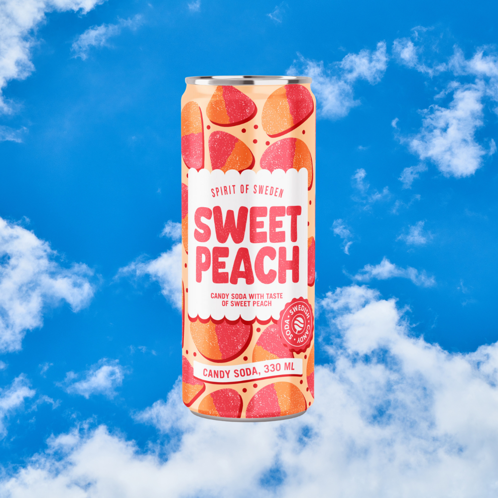 Swedish Sweet Peach Candy Soda Bulk Box
