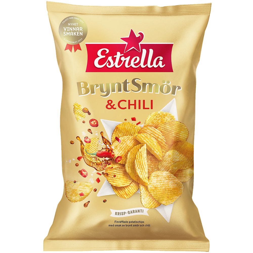 Browned Butter And Chili Potato Chips Wholesale Box By Swedish Estrella