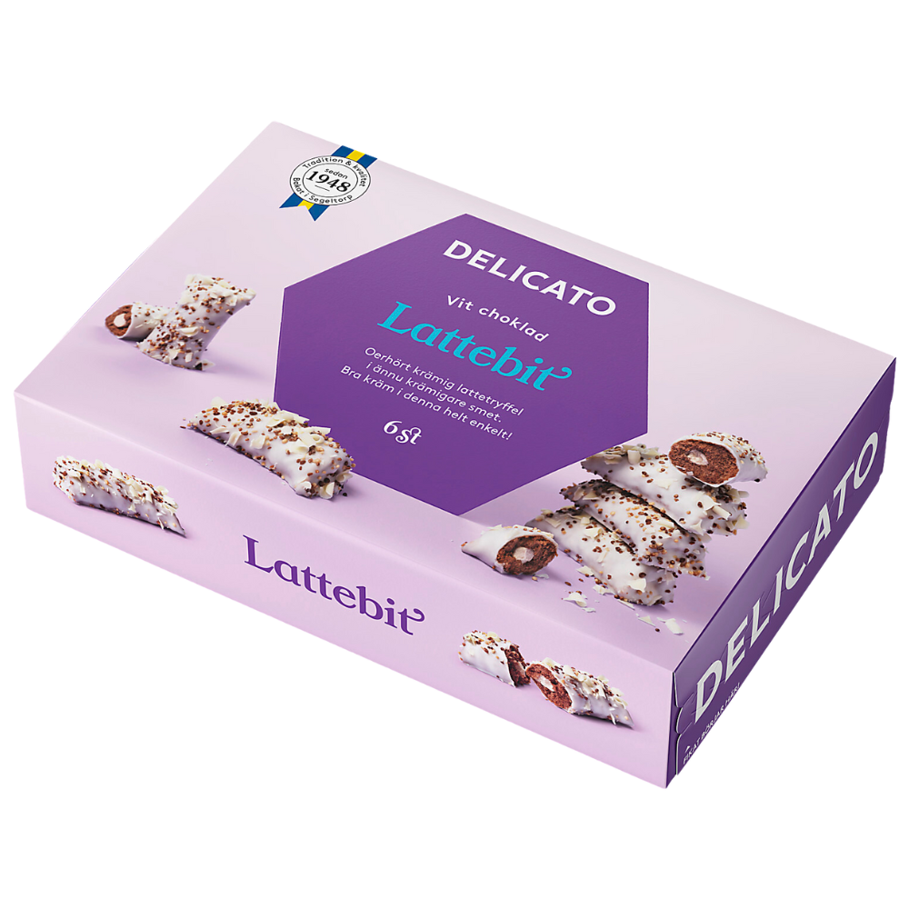 Classic Swedish Delicato Gluten Free Latte Bites Confectionery Wholesale Box By Delicato