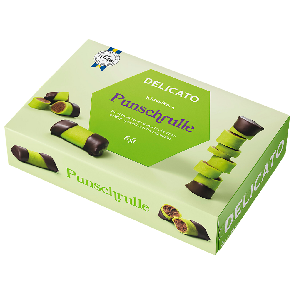 Classic Swedish Delicato Punsch Roll Confectionery Wholesale Box By Delicato
