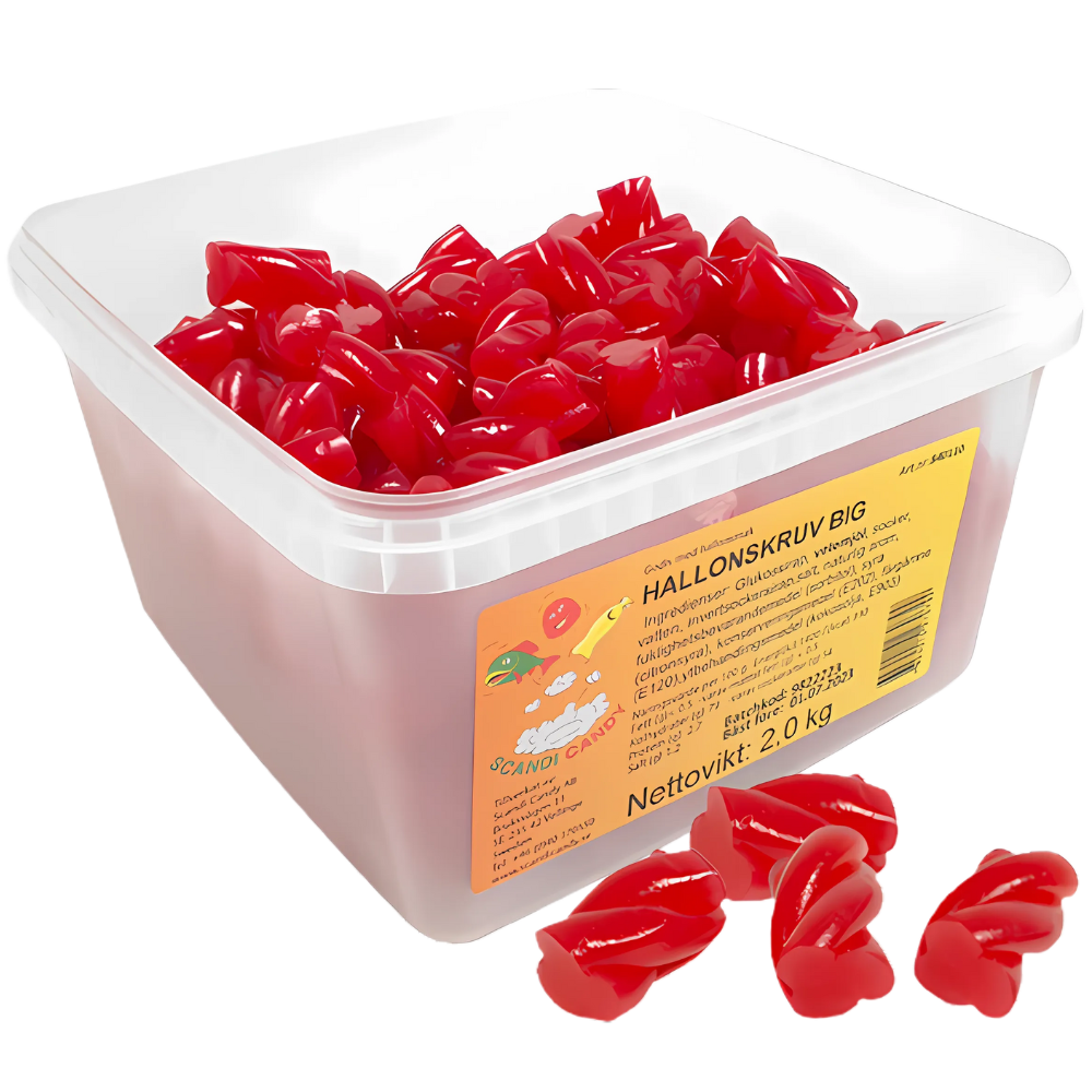 Large Raspberry Screws Pick And Mix Bulk Box By Scandi Candy