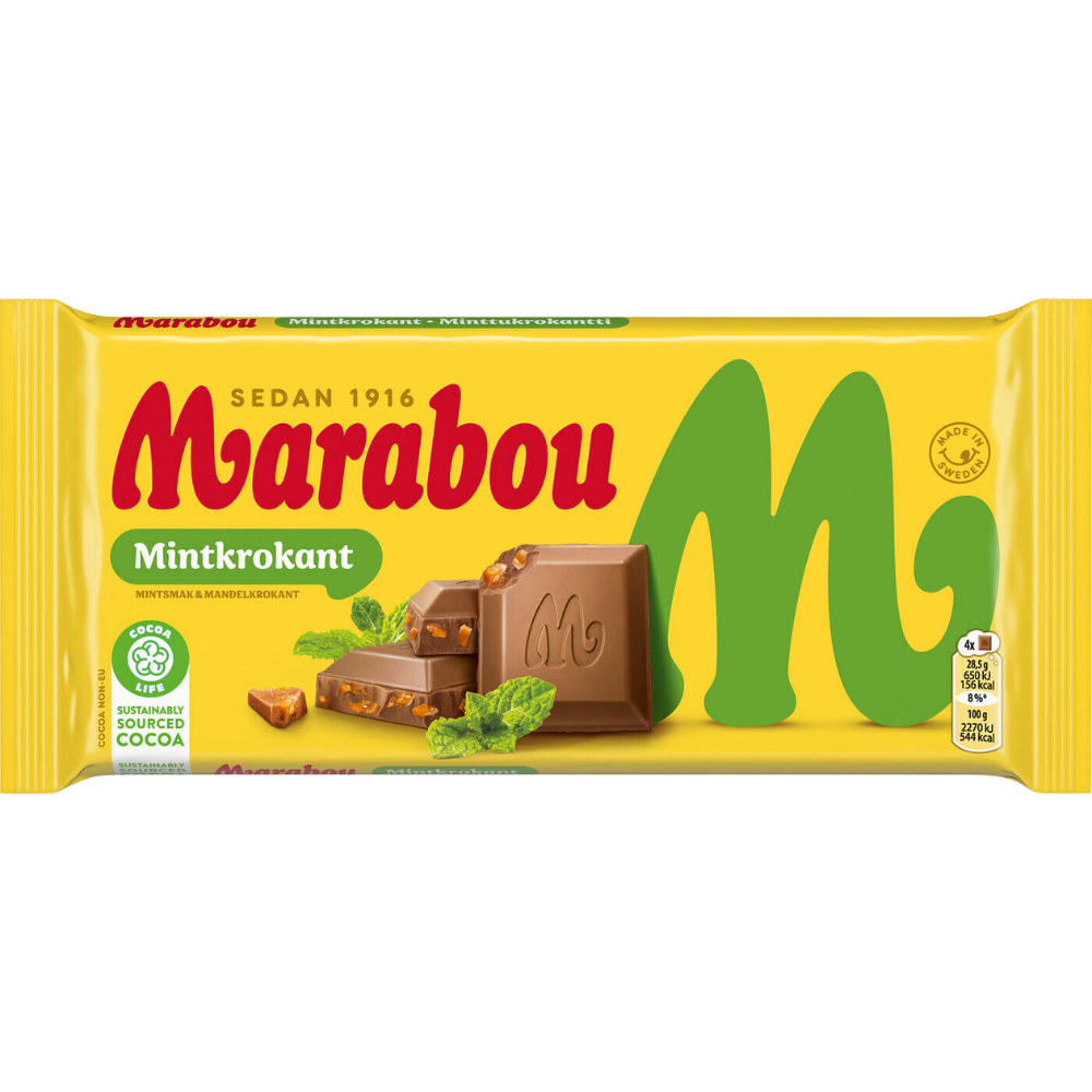 Mint Brittle Milk Chocolate Bar Wholesale Box By Swedish Marabou