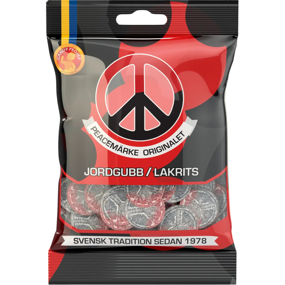 Peace Sign Strawberry And Licorice Candy Bags By Swedish Candy People
