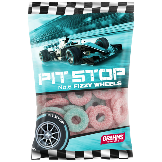 Pit Stop no. 7 Fizzy Wheels Candy Bags Wholesale Box By Swedish Grahns