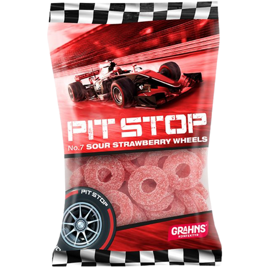 Pit Stop no. 7 Strawberry Wheels Candy Bags Wholesale Box By Swedish Grahns
