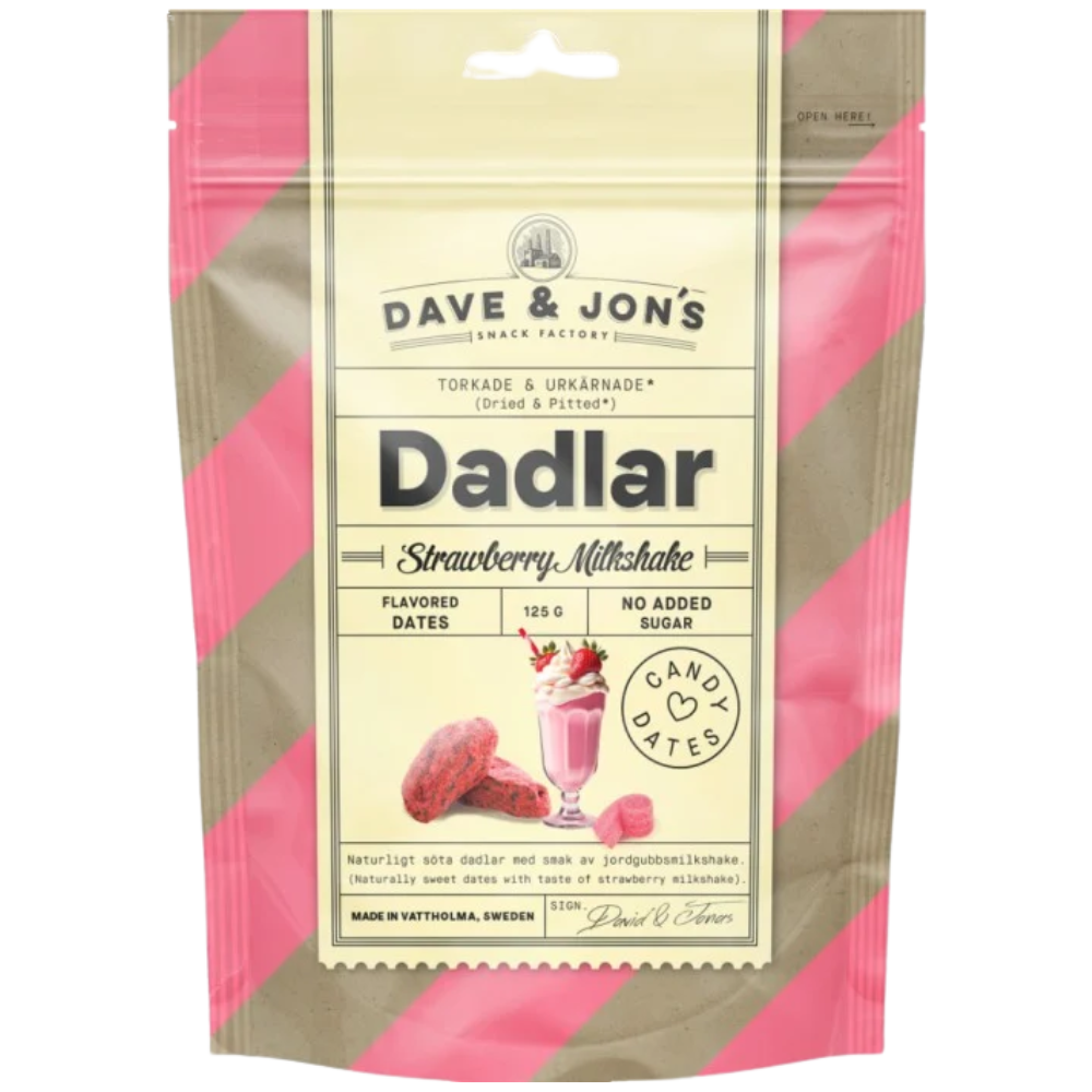 Pitted Strawberry Milkshake Dates Healthy Vegan Candy By Swedish Dave & Jon's