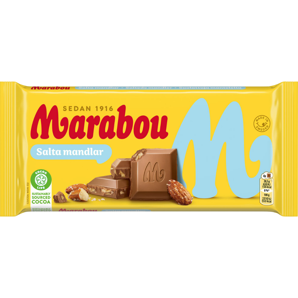 Salty Almonds Milk Chocolate Bar Wholesale Box By Swedish Marabou