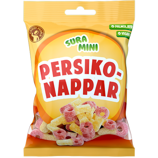 Sour Vegan Mini Peach Pacifiers Wholesale Box By Swedish Candy People