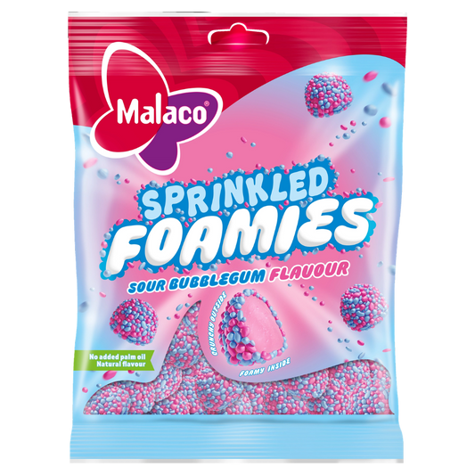 Sprinkled Foamies Sour Bubblegum Candy Bags In Wholesale Cases By Swedish Malaco