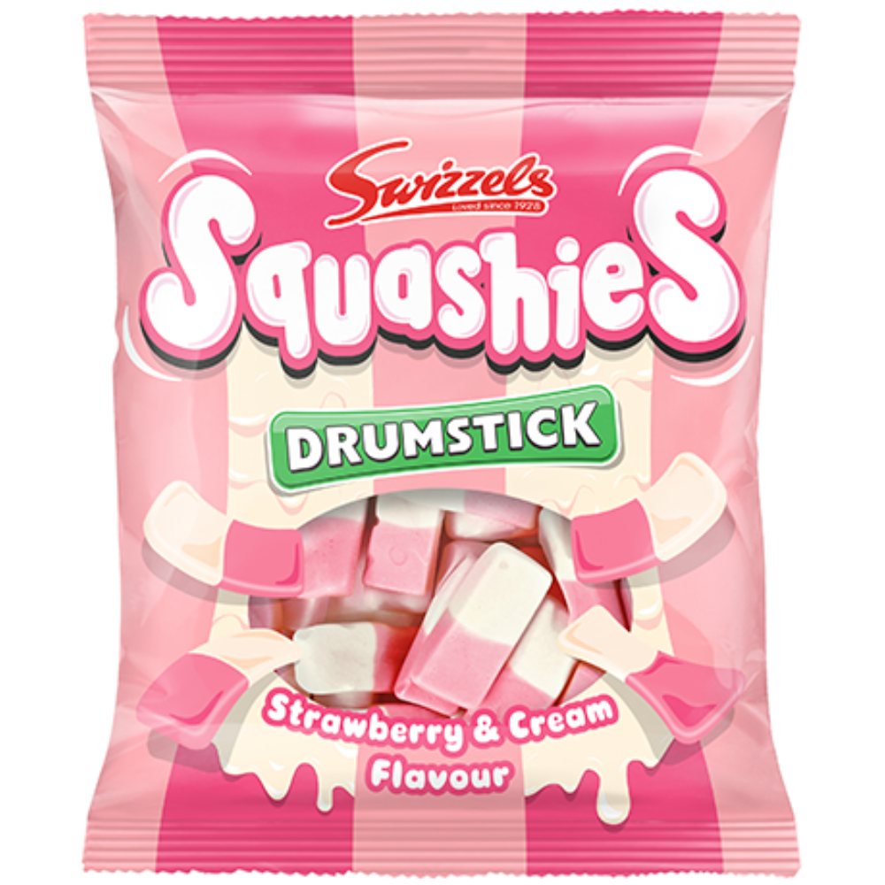 Squashies Drumstick Strawberry And Cream Candy Bags In Wholesale Cases By Swizzels