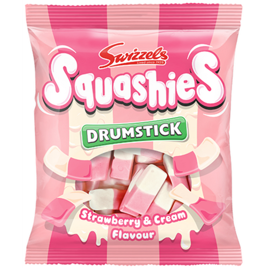 Squashies Drumstick Strawberry And Cream Candy Bags In Wholesale Cases By Swizzels