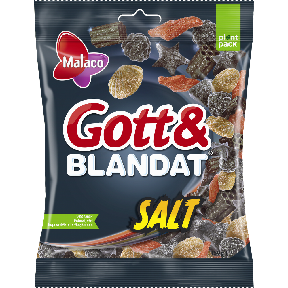 Vegan Gott & Blandat Salty Candy Bags Wholesale Box By Swedish Malaco