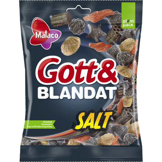 Vegan Gott & Blandat Salty Candy Bags Wholesale Box By Swedish Malaco