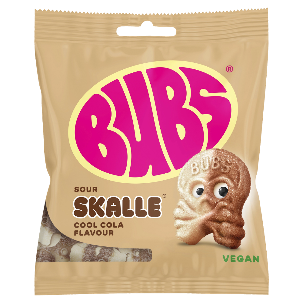 Vegan Sour Cool Cola Skull Candy Bags In Wholesale Cases By Swedish Bubs