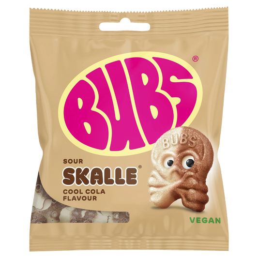Vegan Sour Cool Cola Skull Candy Bags In Wholesale Cases By Swedish Bubs