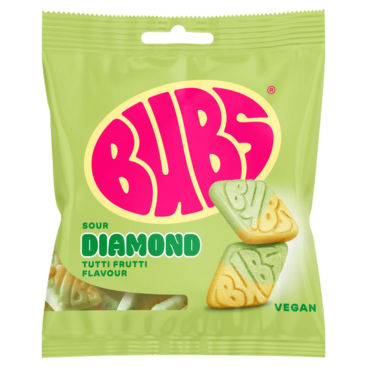 Vegan Sour Tutti Frutti Diamond Candy Bags In Wholesale Cases By Swedish Bubs