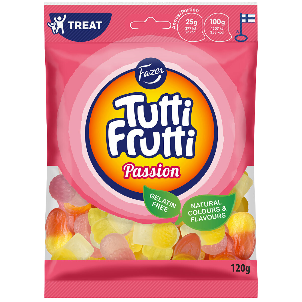 Vegan Tutti Frutti Passion Candy Bag Wholesale Box By Fazer