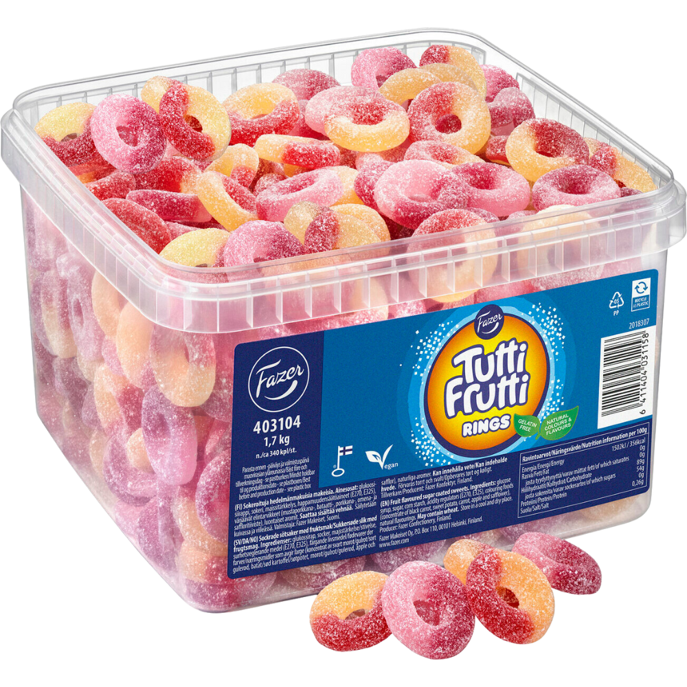 Vegan Tutti Frutti Rings Pick And Mix Candy Bulk Box By Fazer