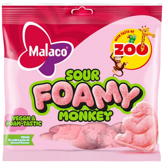 Vegan ZOO Sour Foamy Monkeys Candy Bags Wholesale Box By Swedish Malaco