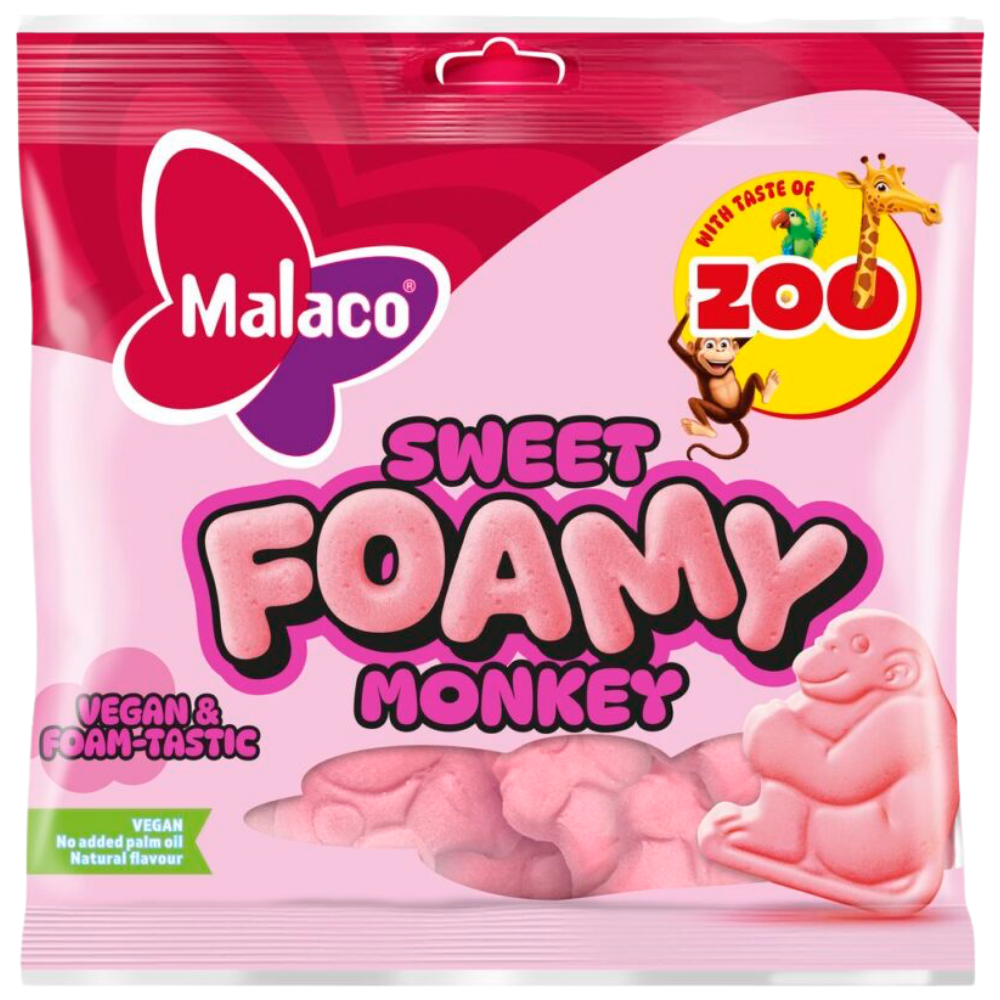 Vegan ZOO Sweet Foamy Monkeys Candy Bags Wholesale Box By Swedish Malaco